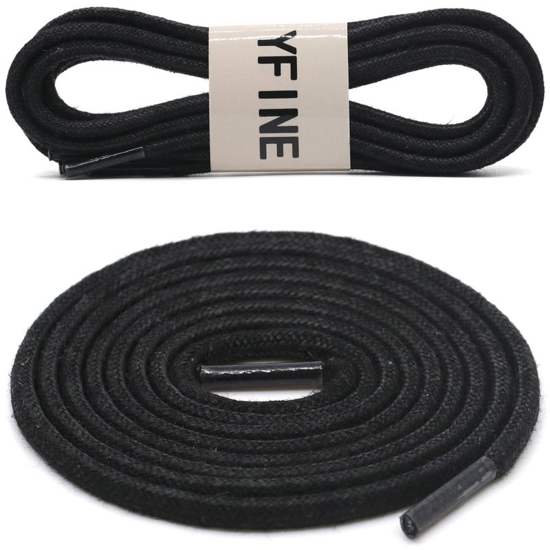 YFINE Waxed Round Shoe Laces: 2 Pairs 24 Inch Black Wax Oxford Shoelaces for Dress Shoes Boots - Image 2
